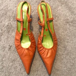 Orange Pointed Toe Heels
